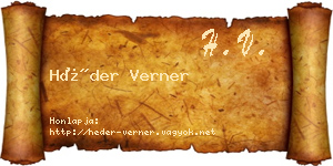 Héder Verner névjegykártya